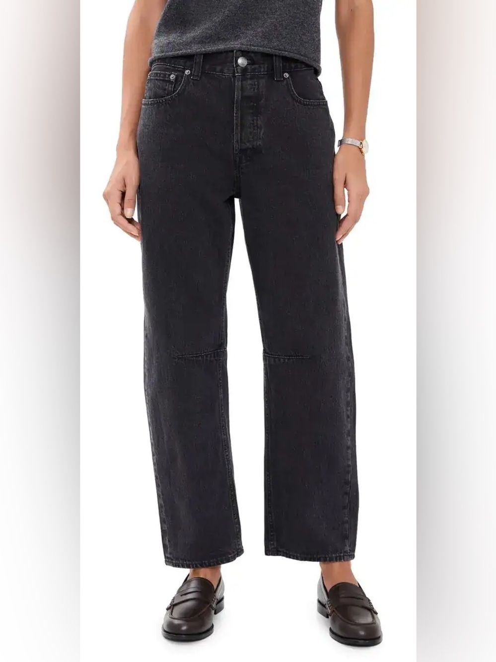 Madewell The Darted Barrel Leg Jean in Washed Black Ankle Size 25